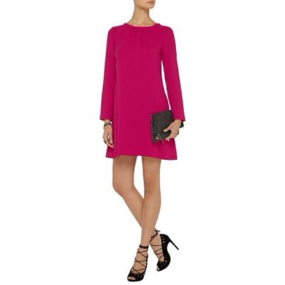 Goat Vanya Wool Crepe Barbie Pink Long Sleeve Sheath Dress Size 6